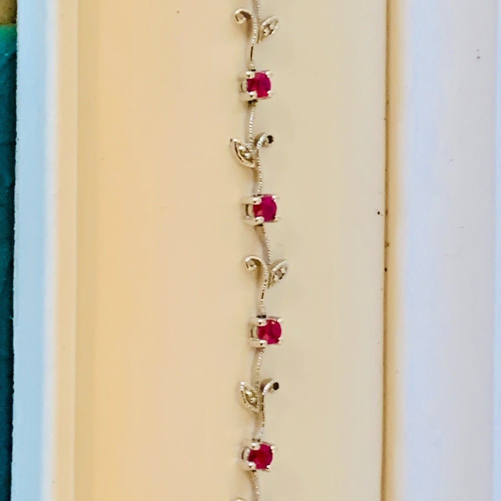 Bloomingdale’s Ruby Diamond Tennis Bracelet. 14K White Gold.